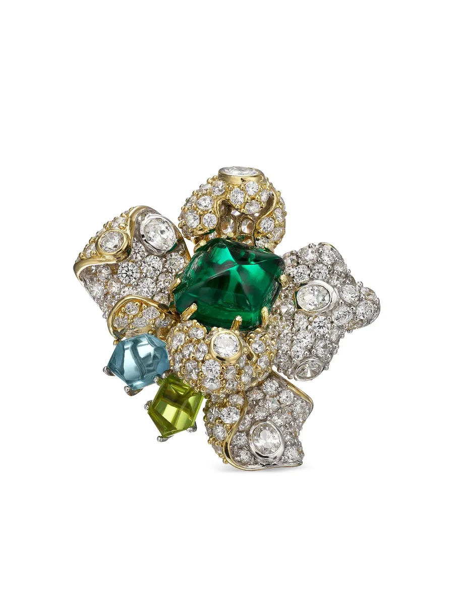 позолоченное кольцо Emerald Blossom с камнями 1