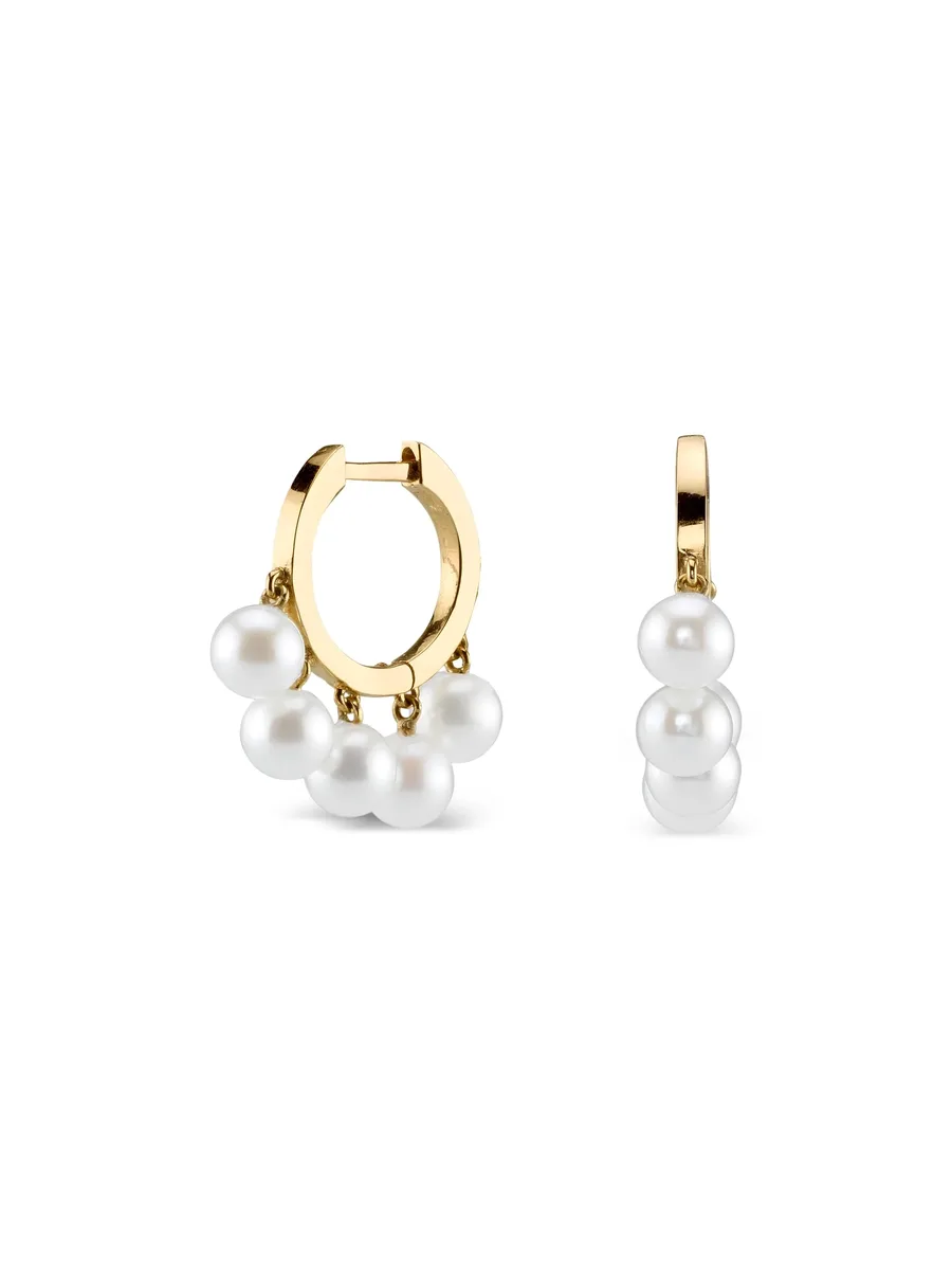 14kt yellow gold pearl drop hoop 3