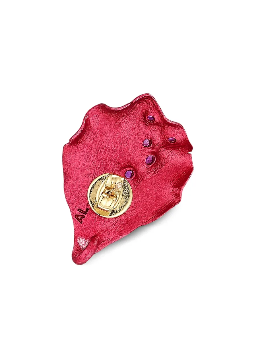серьги Petal из желтого золота с рубинами 5