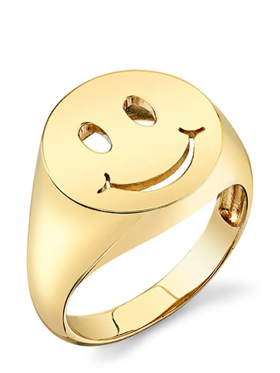 перстень Pure Happy Face из желтого золота 1