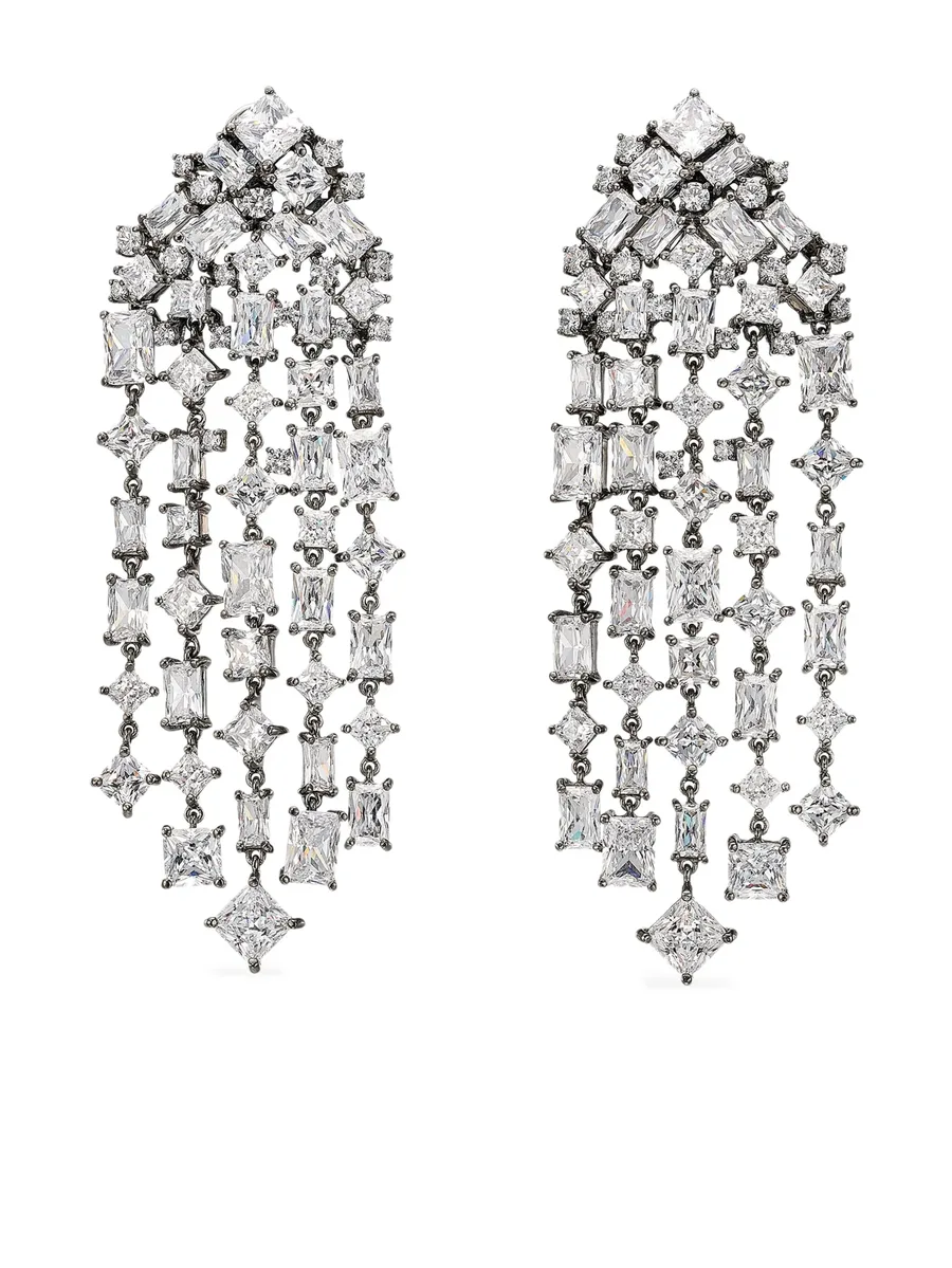 18K white gold vermeil/black rhodium vermeil Silver Smoke Cascade earrings 1