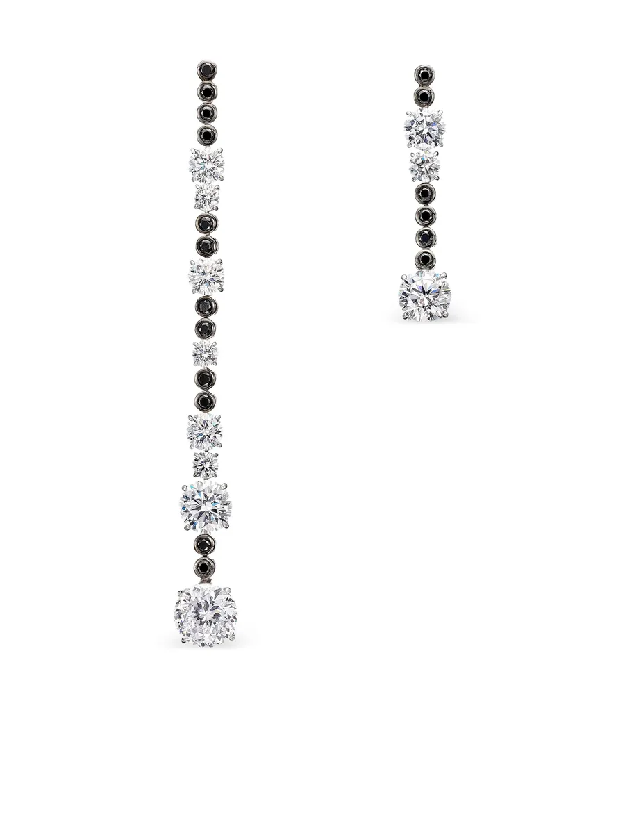 x Robert Wun 14K white gold and rhodium vermeil Garden & Time Morse Code sapphire and diamond earrings 2