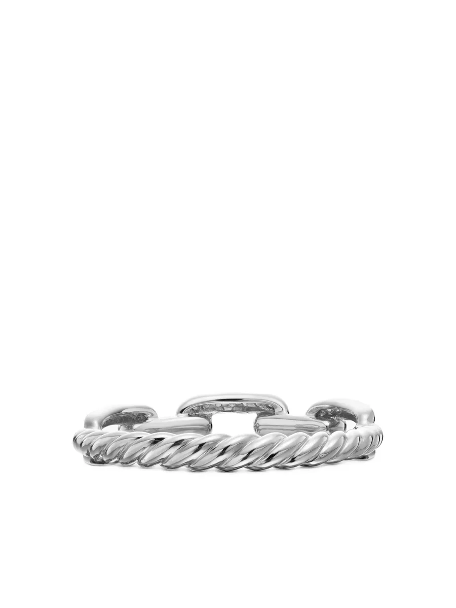 кольцо Stax Chain Link из белого золота с бриллиантами (4.5 мм) 12