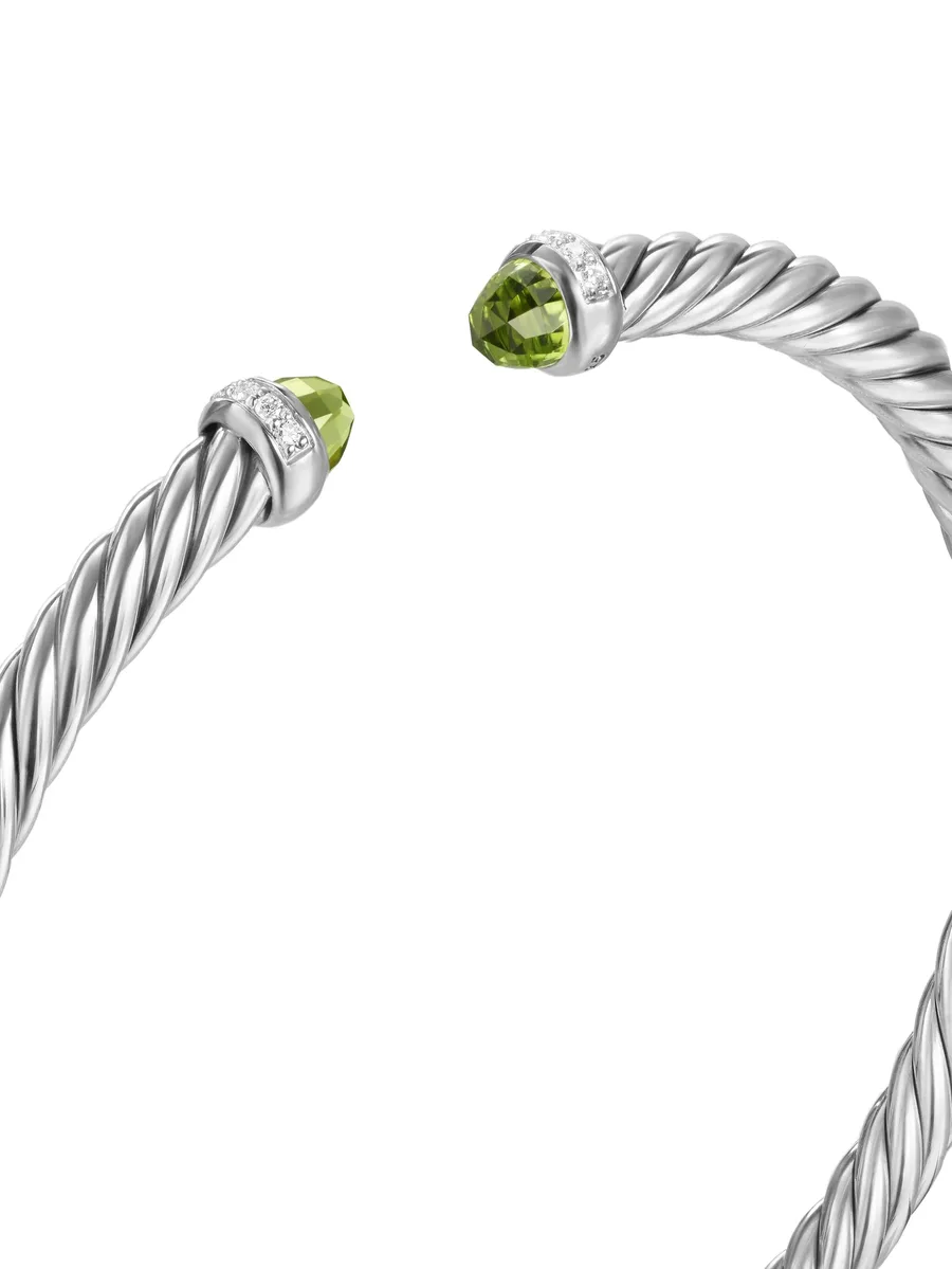 серебряный браслет Cablespira с перидотом и бриллиантами (4 мм) 9