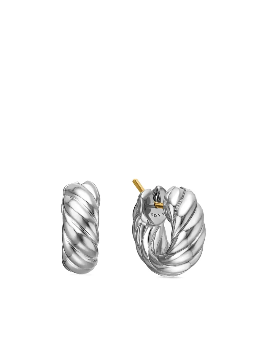 серебряные серьги-кольца Sculpted Cable (14.4 мм) 2