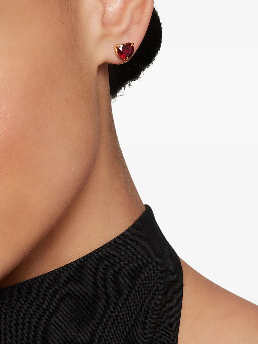 серьги-гвоздики Chatelaine Heart из желтого золота с гранатом (8 мм) 12
