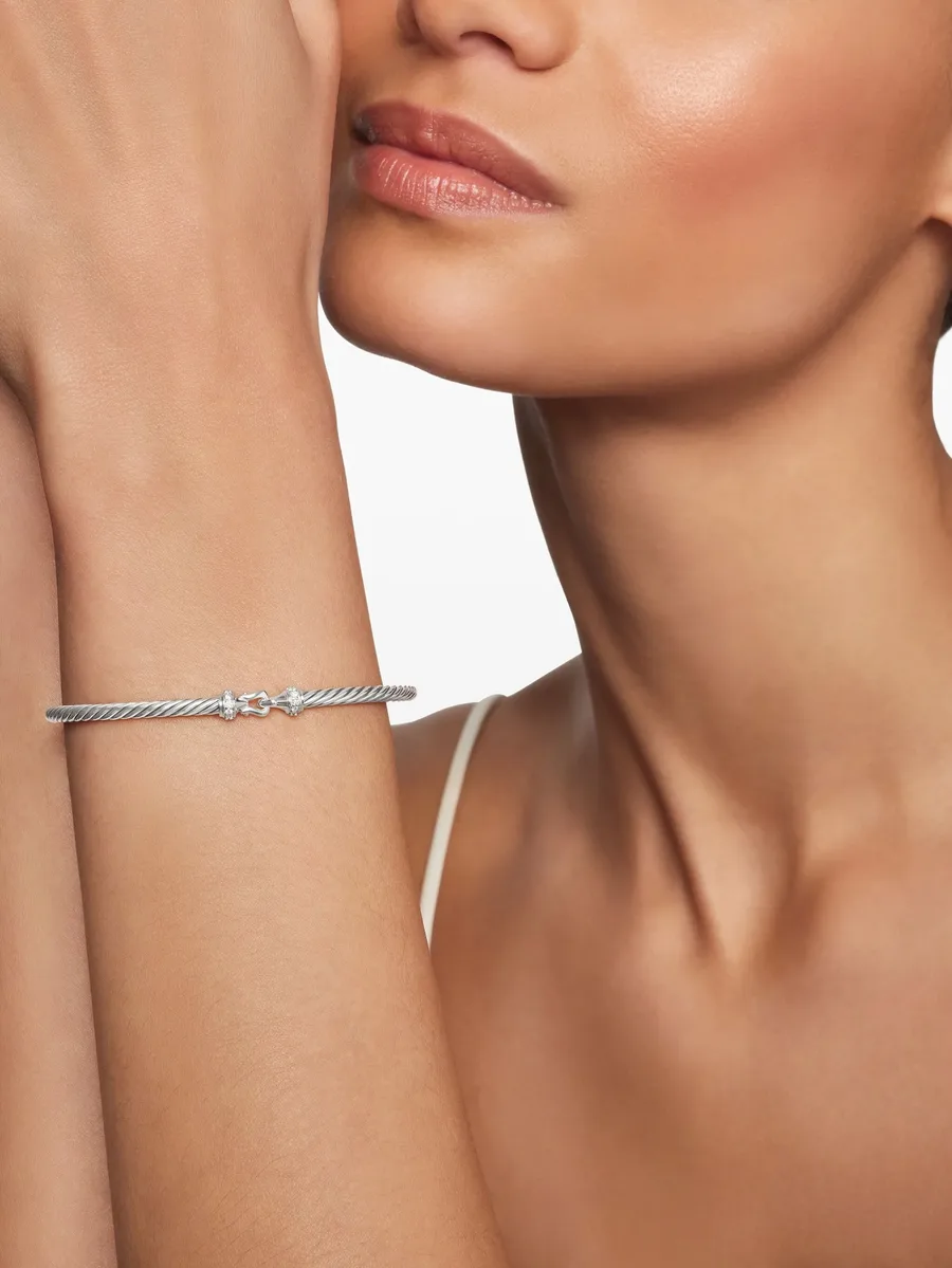 серебряный браслет Buckle Classic Cable с бриллиантами (3 мм) 6