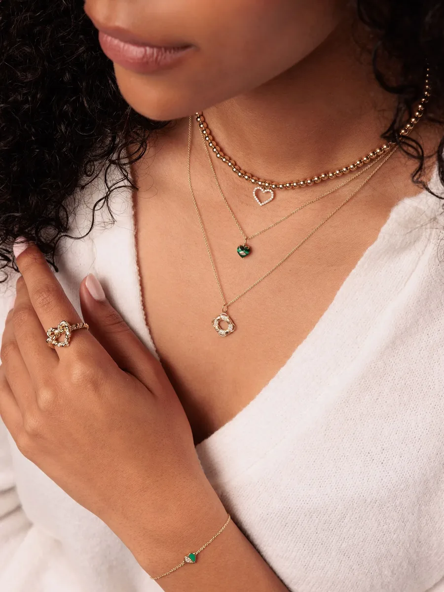 14kt yellow gold Open Heart diamond choker 3
