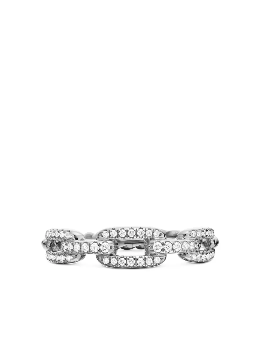 кольцо Stax Chain Link из белого золота с бриллиантами (4.5 мм) 9