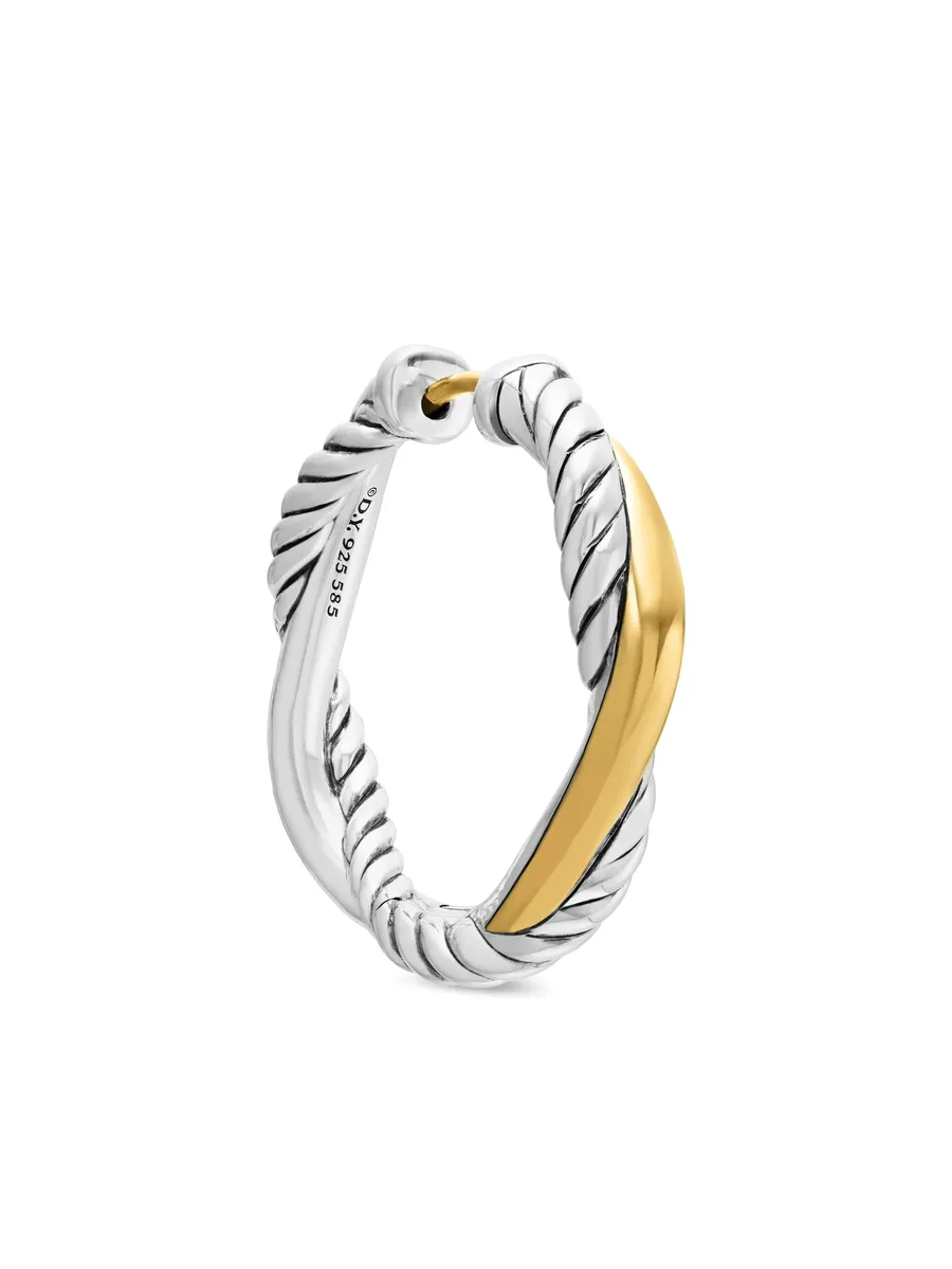 серьги-кольца Petite Infinity из желтого золота и серебра (17.3 мм) 12