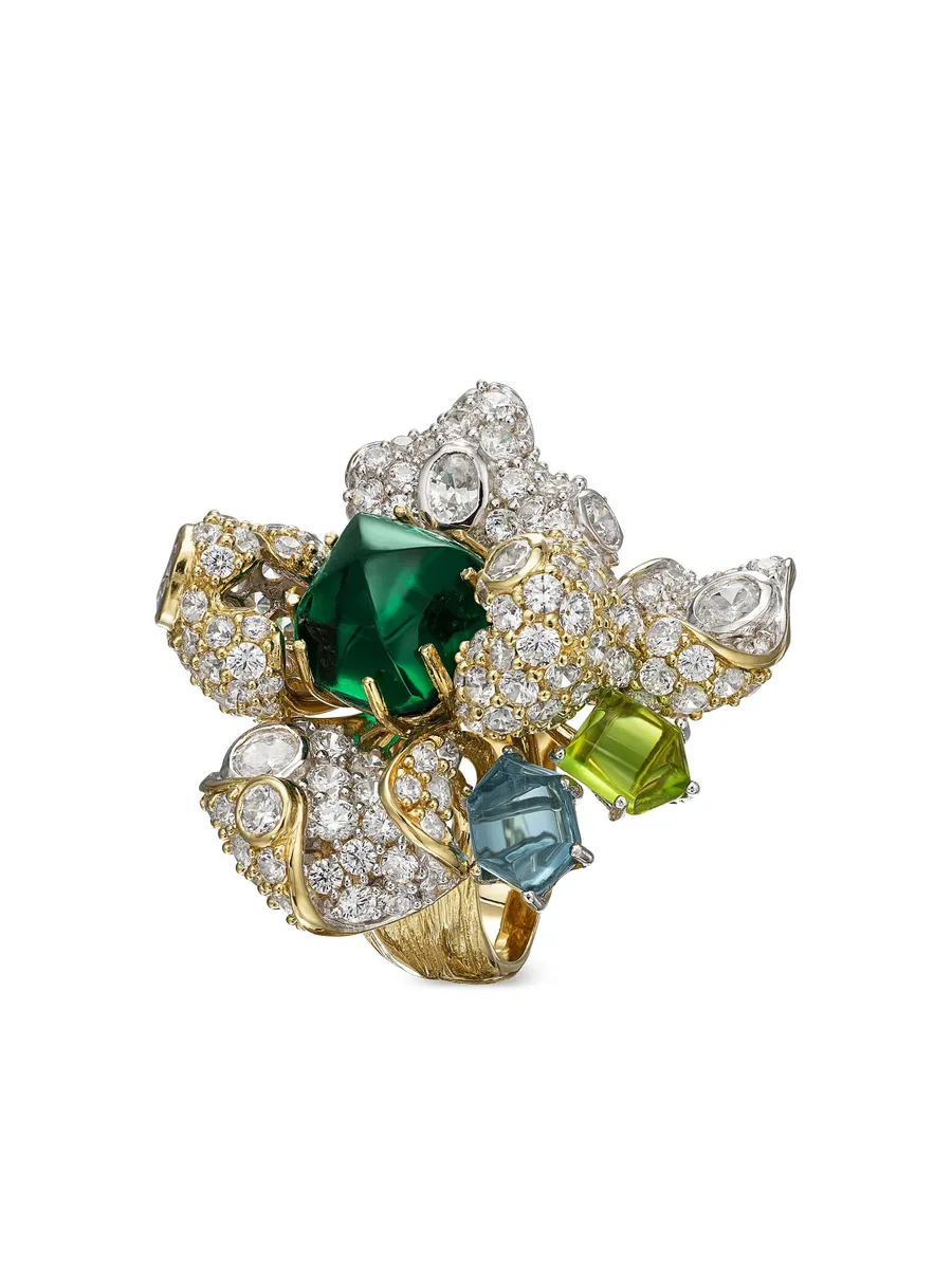 позолоченное кольцо Emerald Blossom с камнями 3