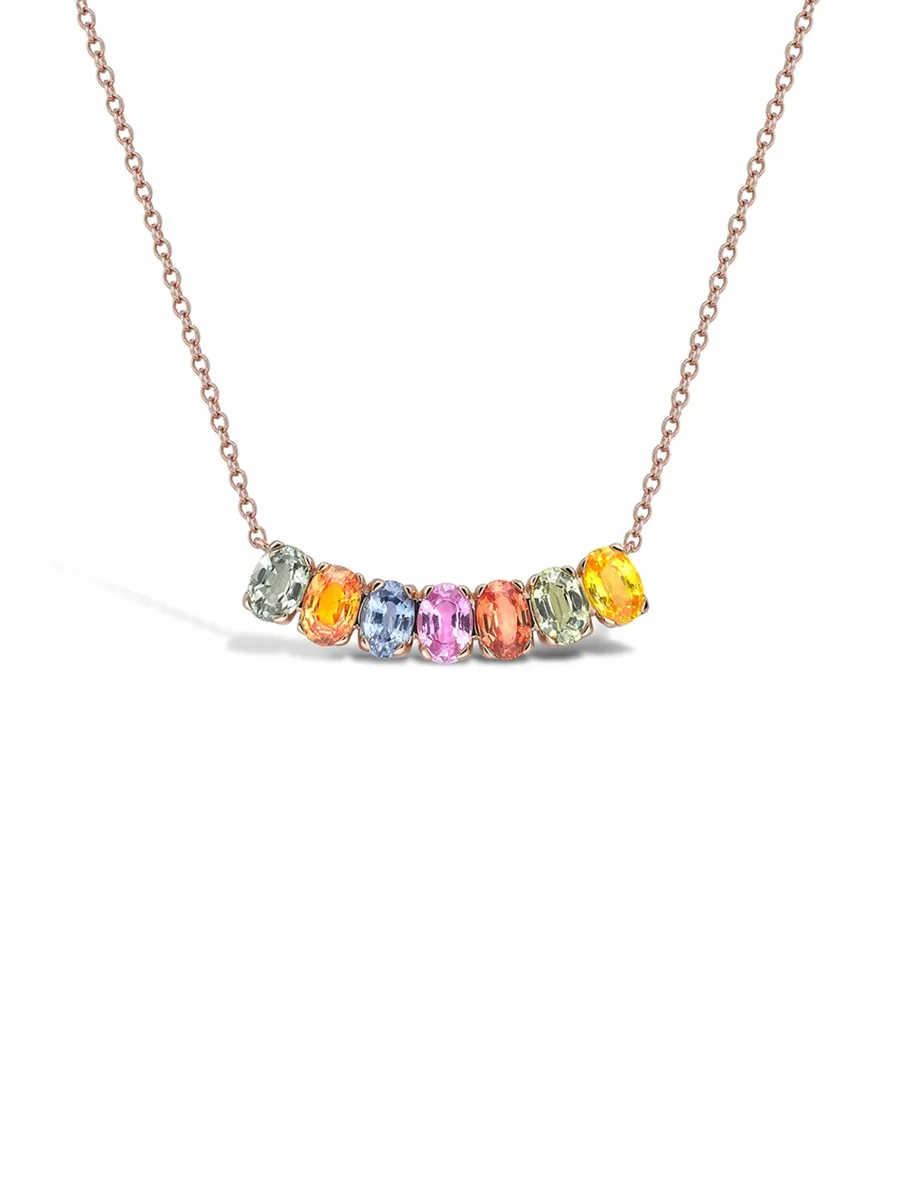 колье Rainbow Fancy из розового золота с сапфирами 1