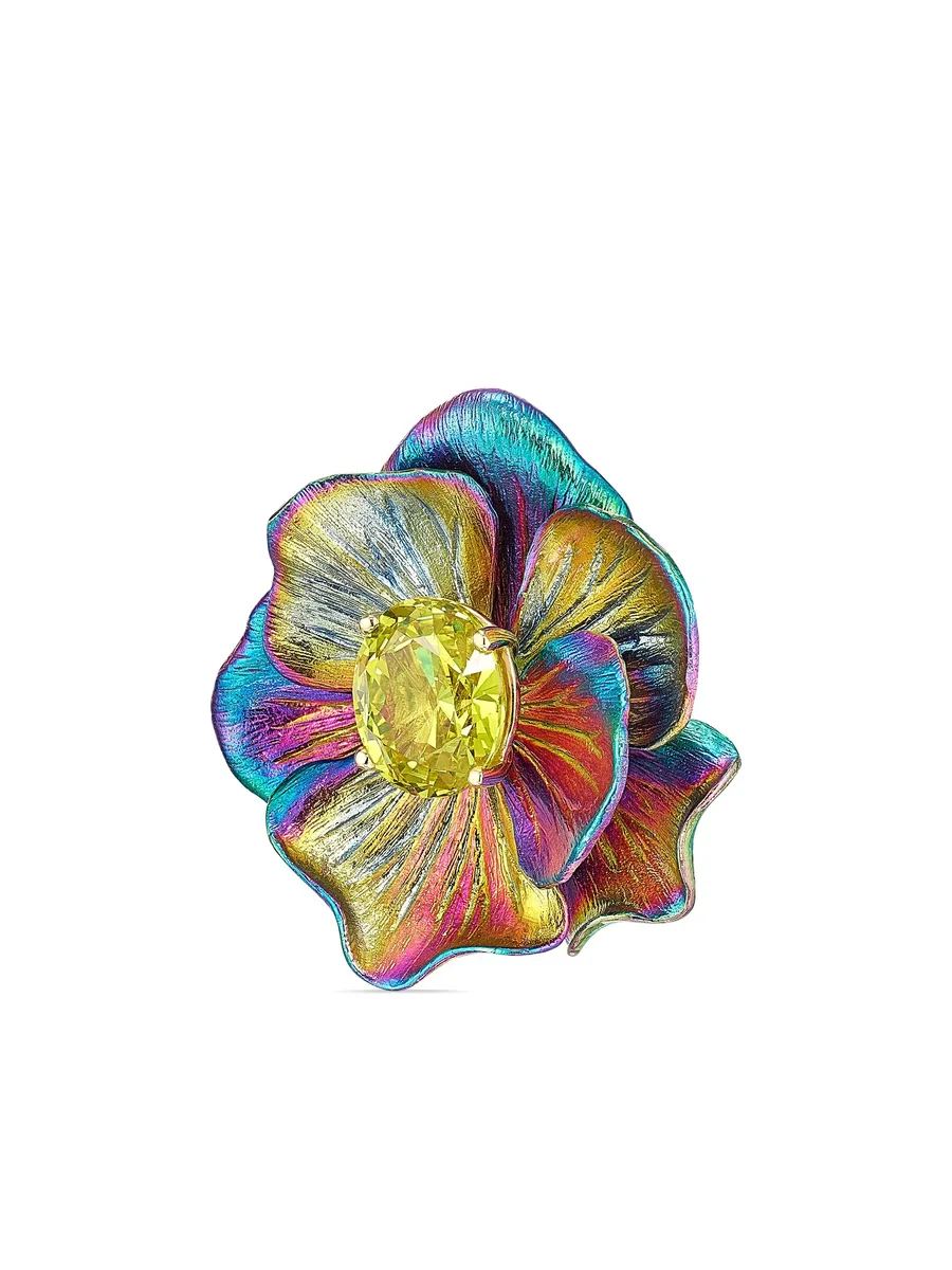 серьги Rainbow Bloom из желтого золота с кварцем 3