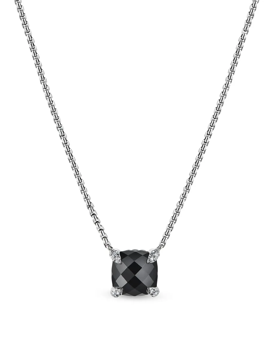 серебряное колье Petite Chatelaine с ониксом и бриллиантами 1