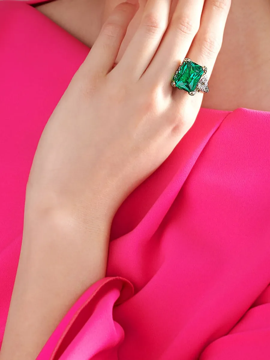 позолоченное кольцо Emerald Cinderella с камнем 7