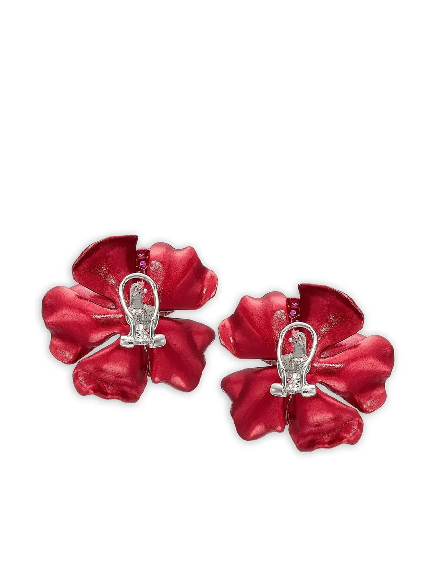 recycled aluminium and rhodium vermeil Carnelia ruby and topaz earrings 5