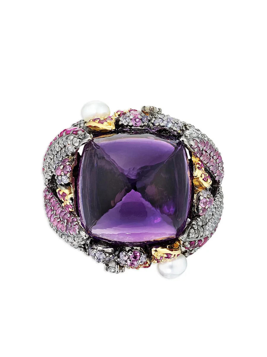 позолоченное кольцо Amethyst Sugarloaf Berry с камнями 8