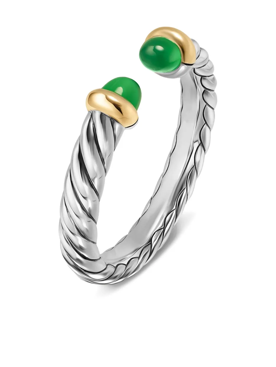 кольцо Petite Cable из серебра и желтого золота с ониксом 8