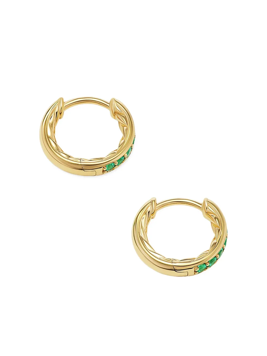 серьги Petite Pavé из желтого золота с изумрудами 10
