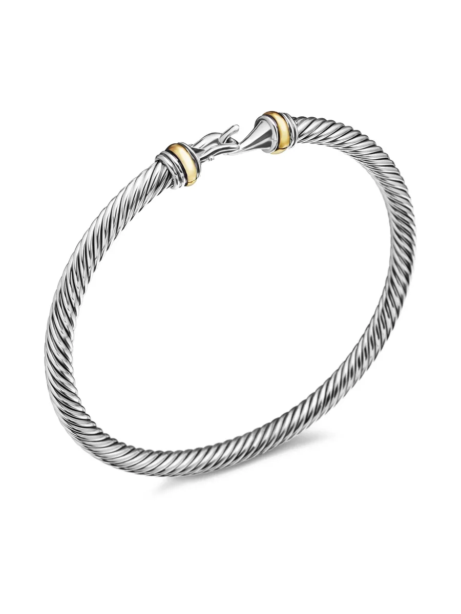 браслет Buckle Classic Cable из желтого золота и серебра (4 мм) 9