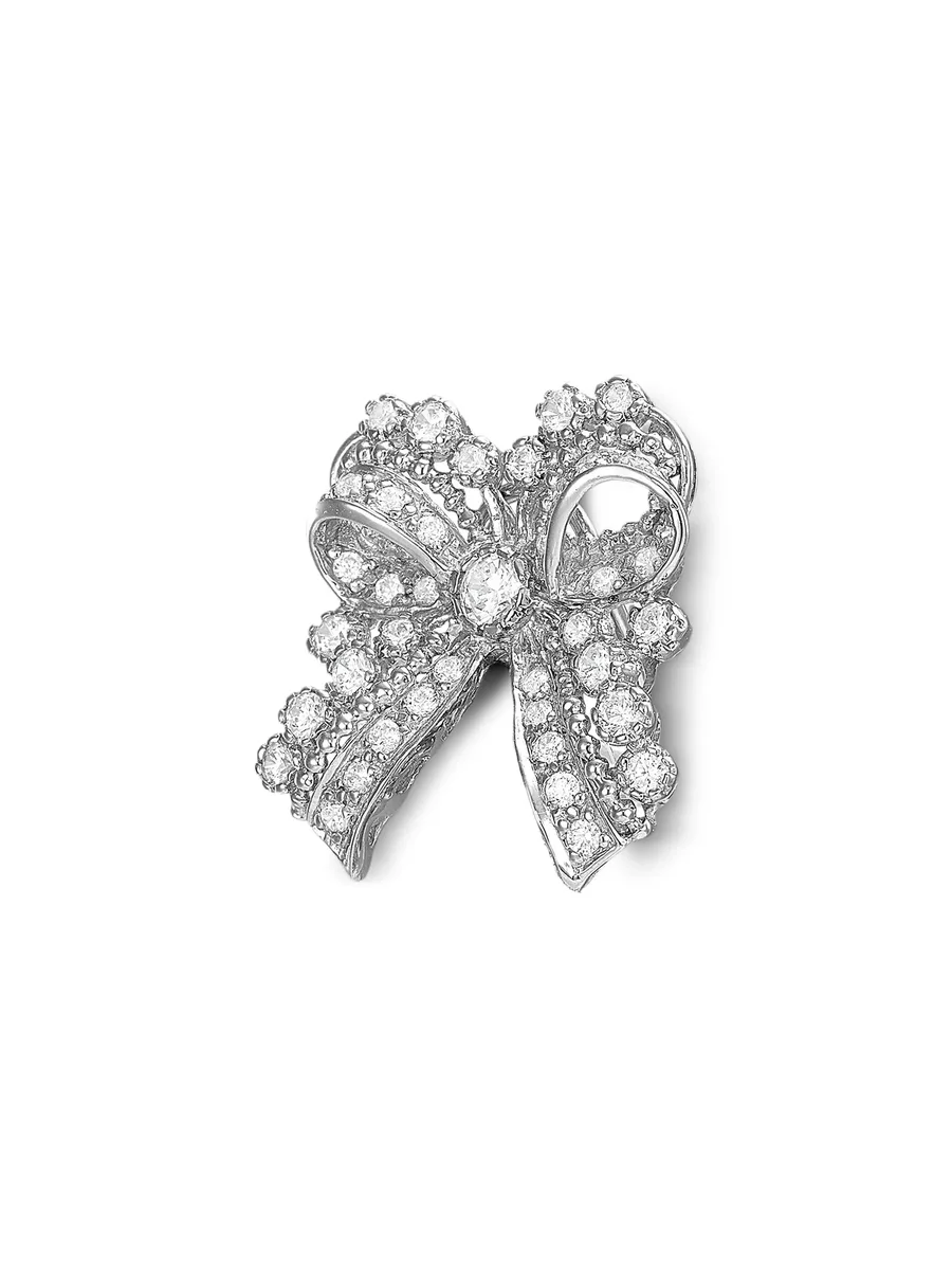 14K white gold and rhodium vermeil Dentelle Bow diamond earrings 7