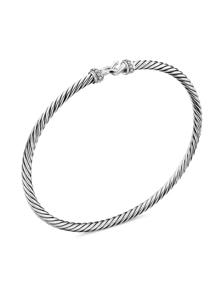 серебряный браслет Buckle Classic Cable с бриллиантами (3 мм) 9