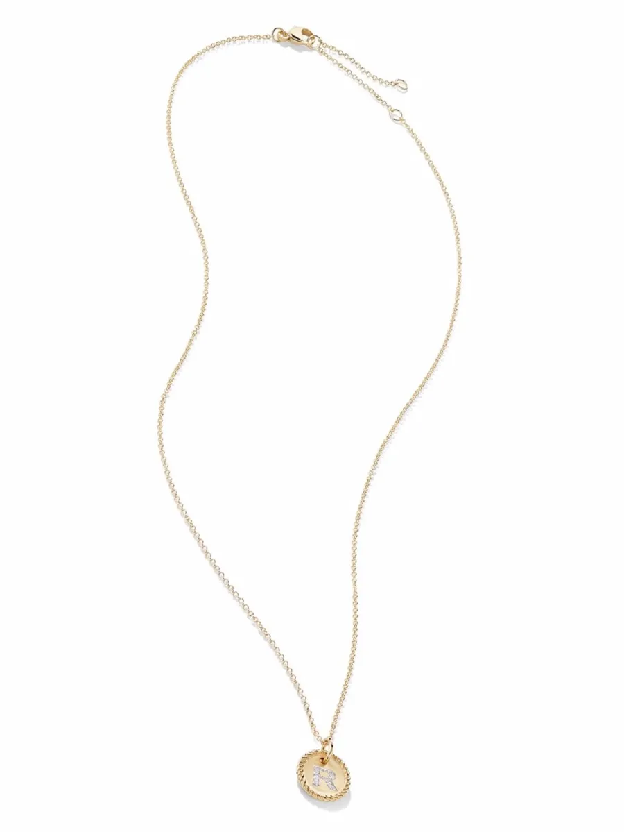 колье R Initial Charm из желтого золота с бриллиантами 3