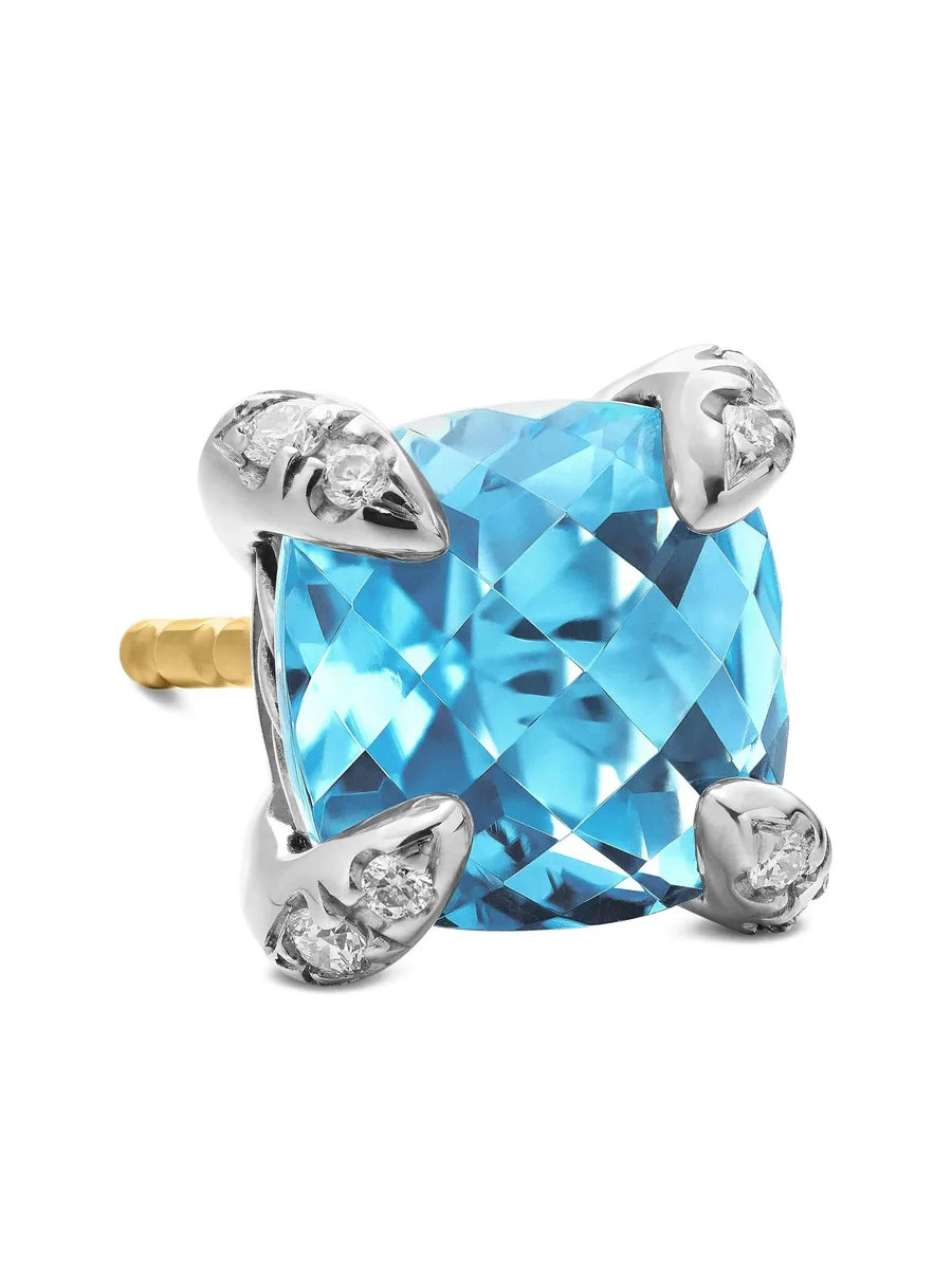 серебряные серьги Petite Chatelaine с топазом и бриллиантами (6 мм) 9