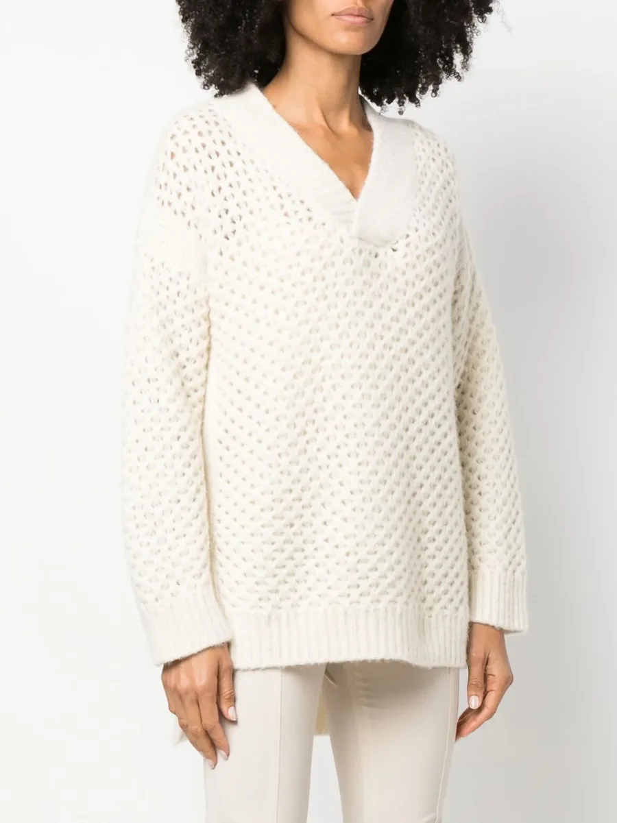 open-knit V-neck jumper 6