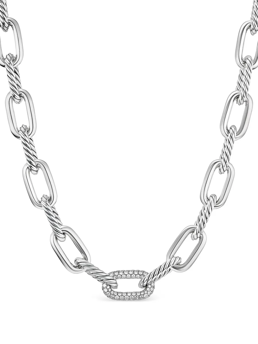 серебряная цепочка на шею DY Madison с бриллиантами (11 мм) 1