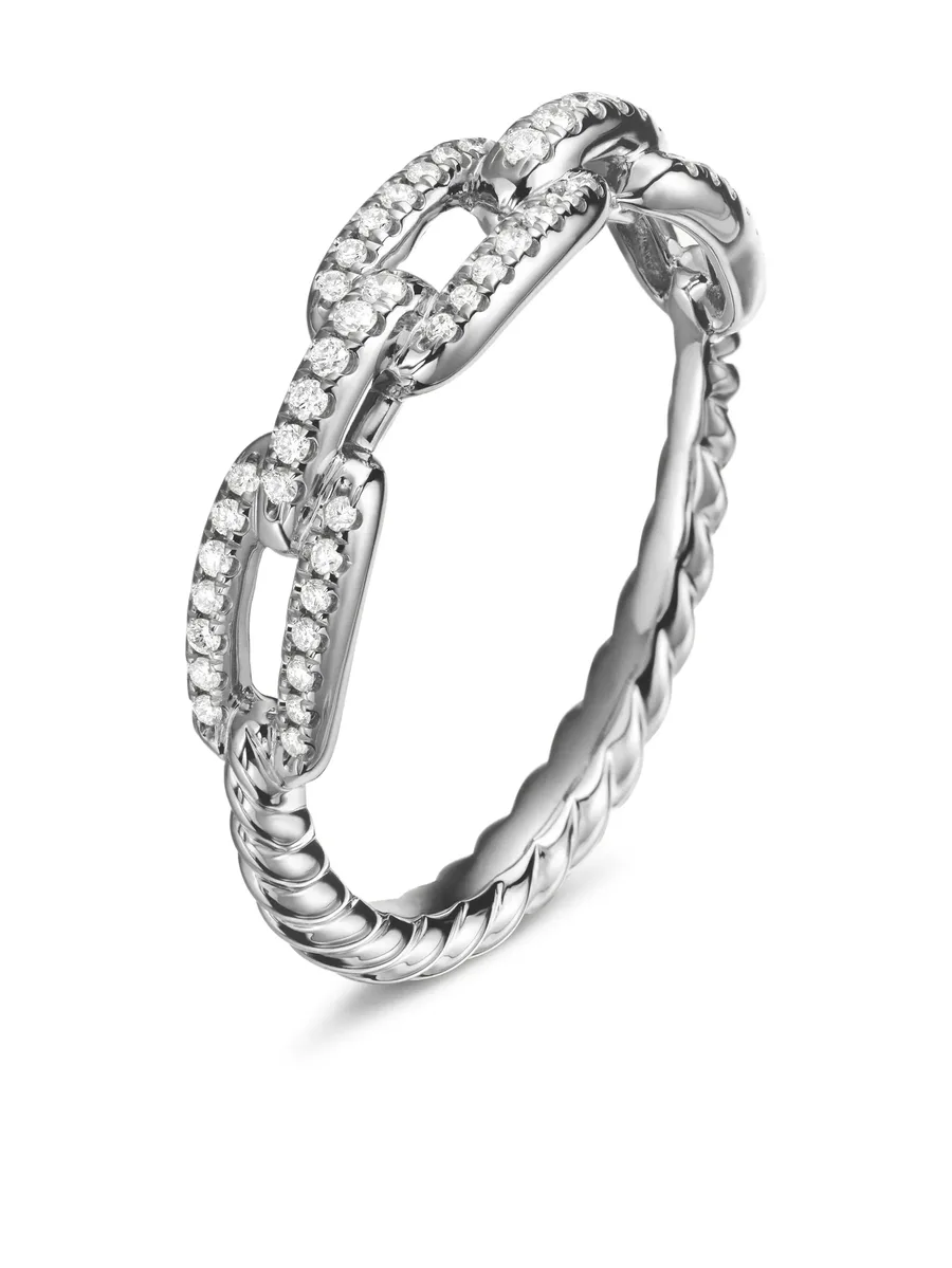 кольцо Stax Chain Link из белого золота с бриллиантами (4.5 мм) 7