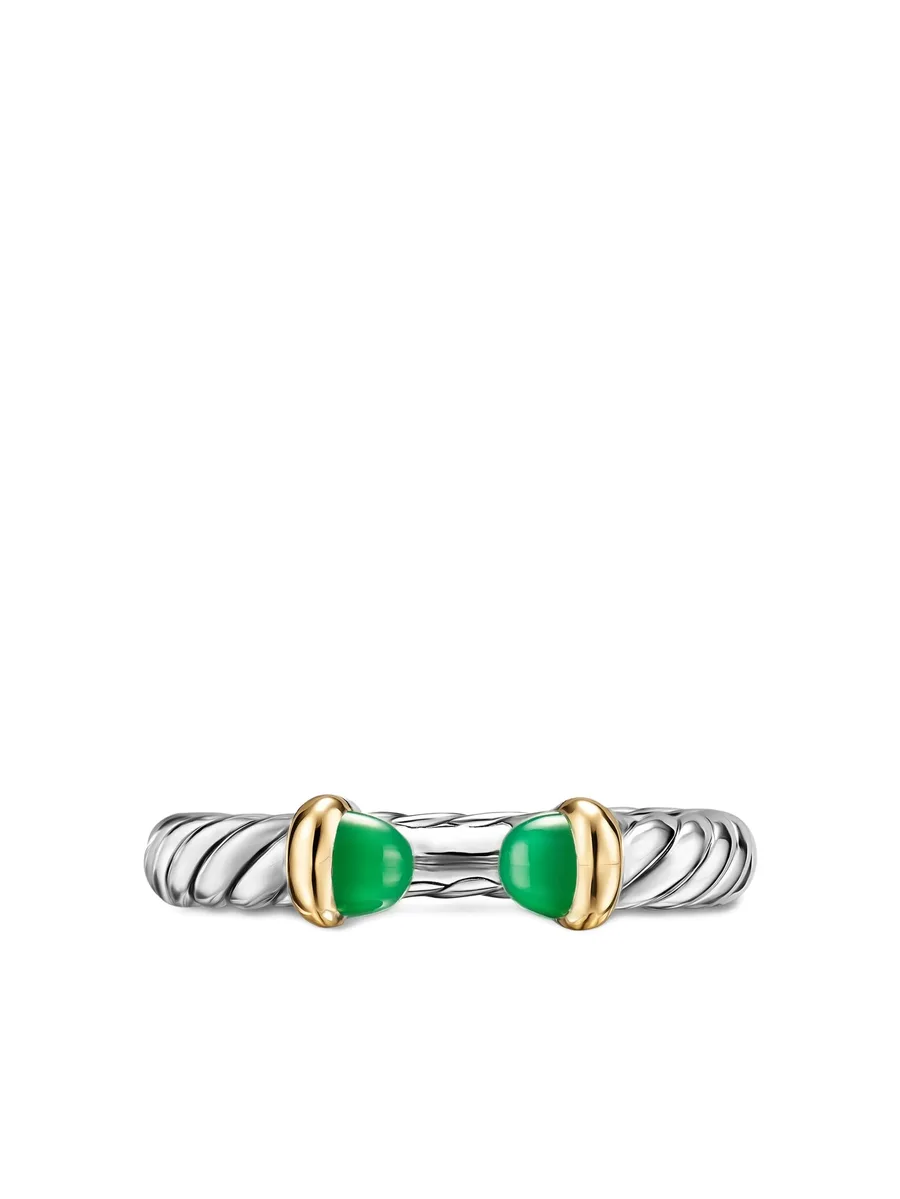 кольцо Petite Cable из серебра и желтого золота с ониксом 1