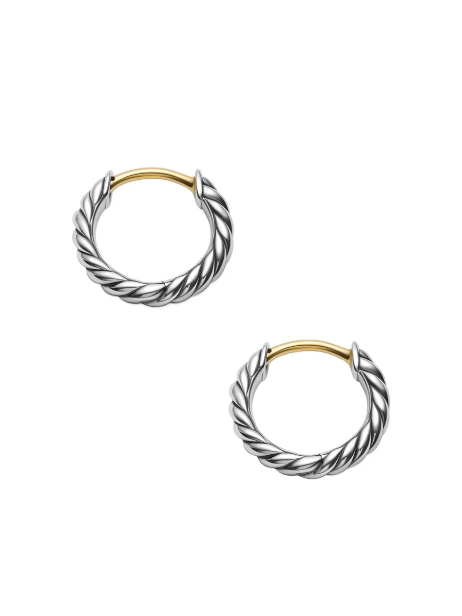 серебряные серьги-хагги Sculpted Cable Micro (10.7 мм) 9