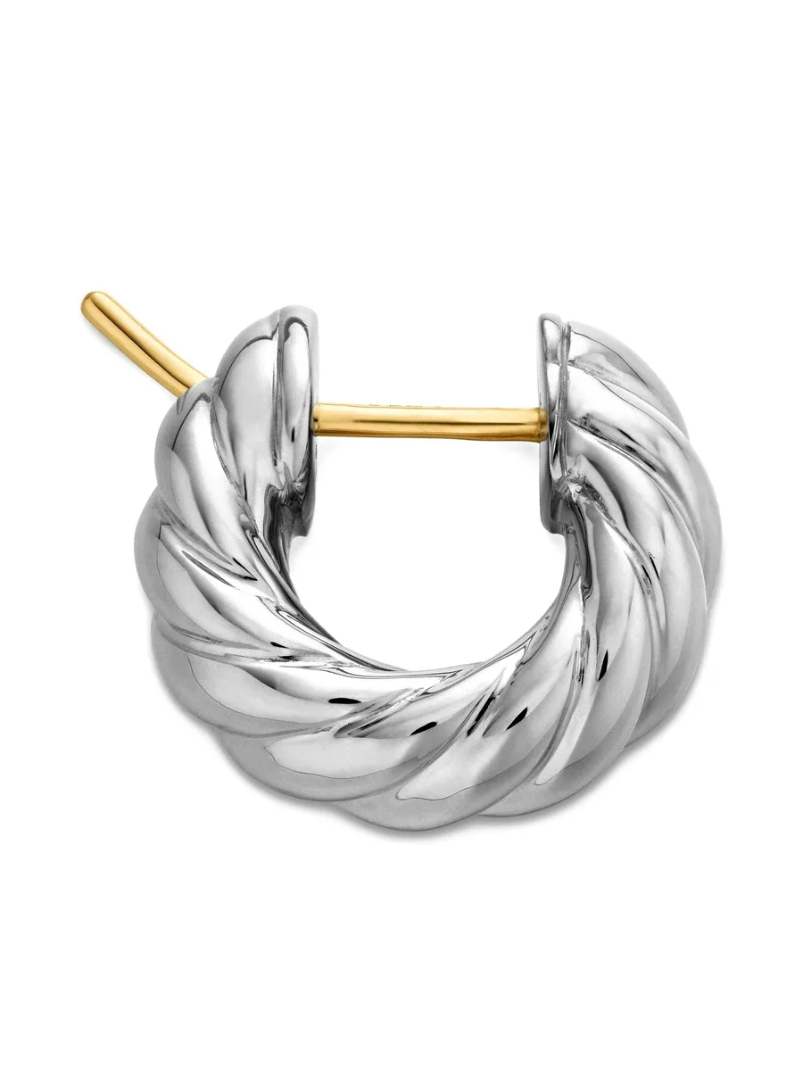 серебряные серьги-кольца Sculpted Cable (14.4 мм) 8