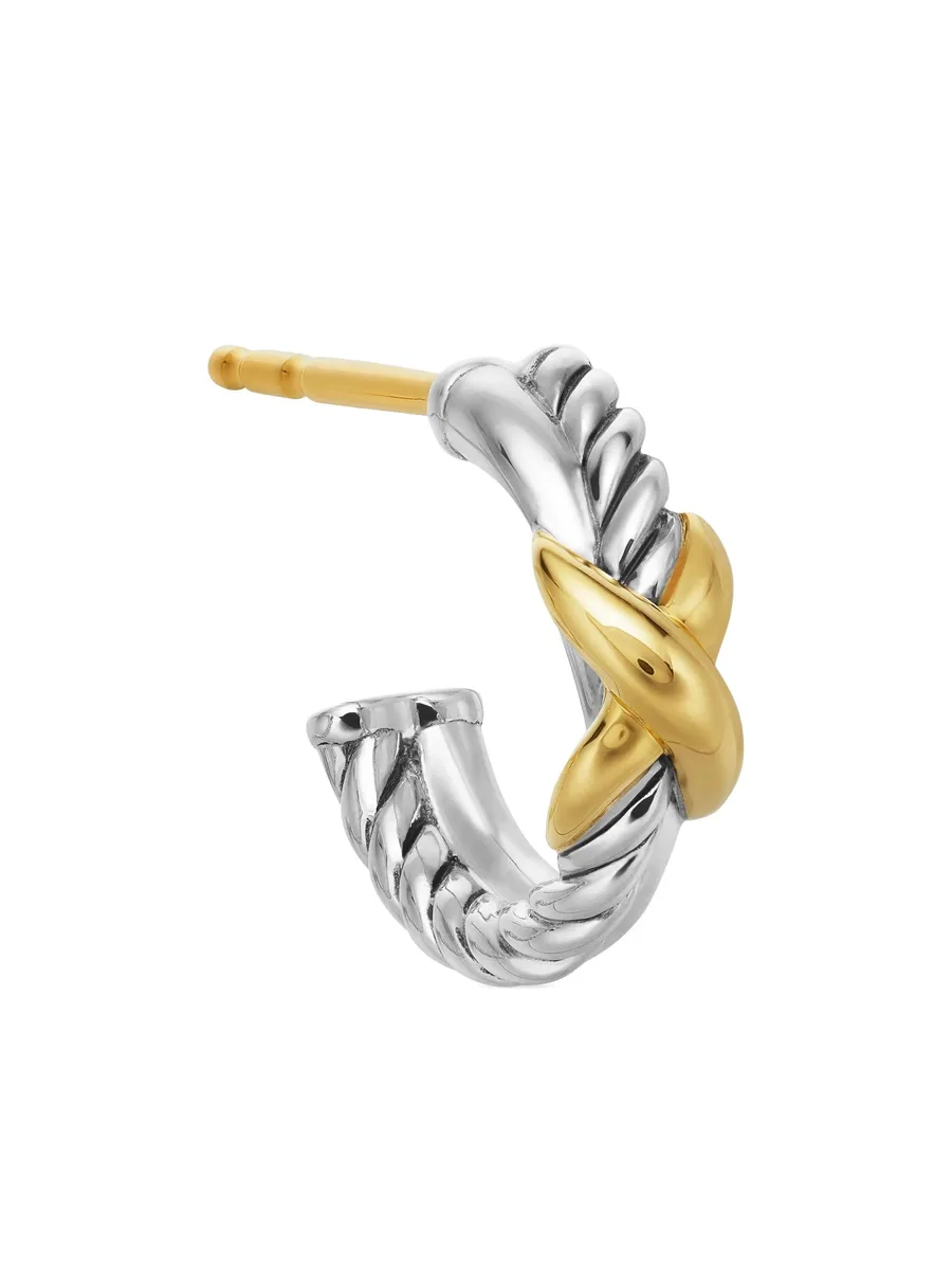 серьги-кольца Petite X из желтого золота и серебра 12