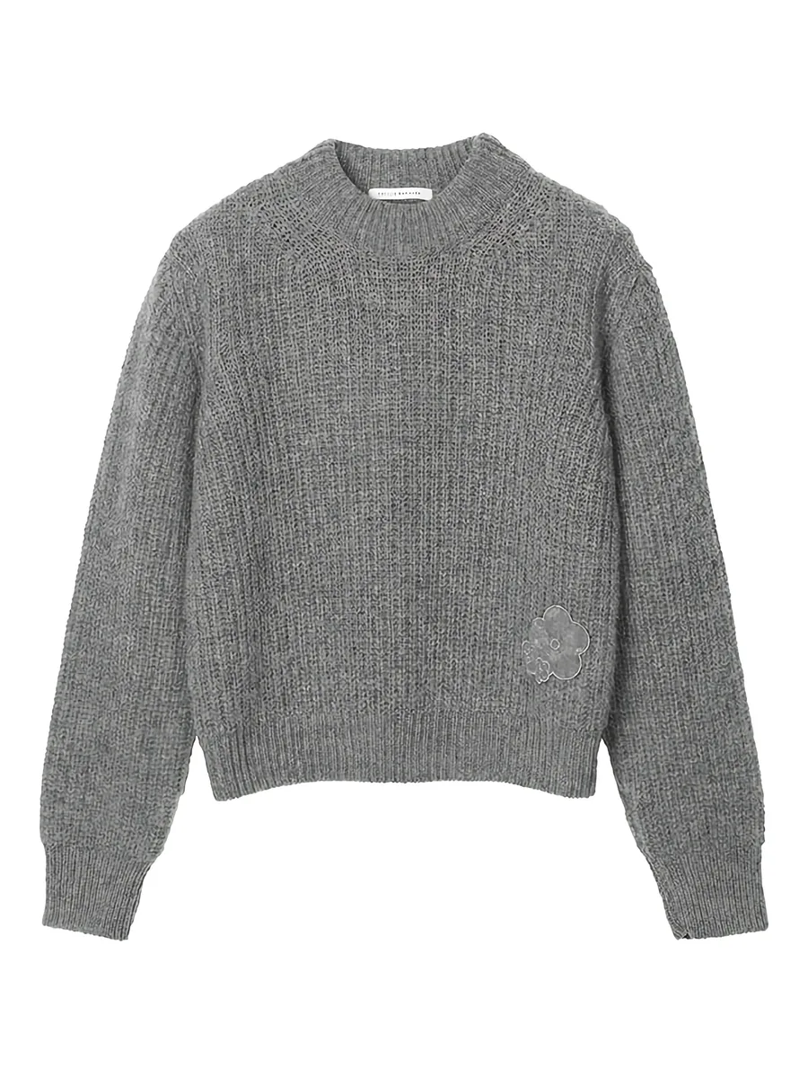 Bega fisherman knit flower appliqué pullover 1