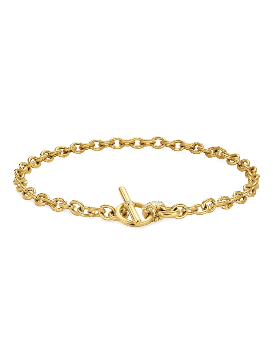 колье DY Mercer® Petite Toggle Chain из желтого золота с бриллиантами 3