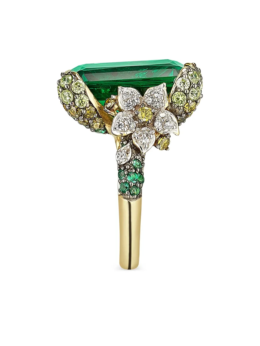 позолоченное кольцо Emerald Cinderella с камнем 6