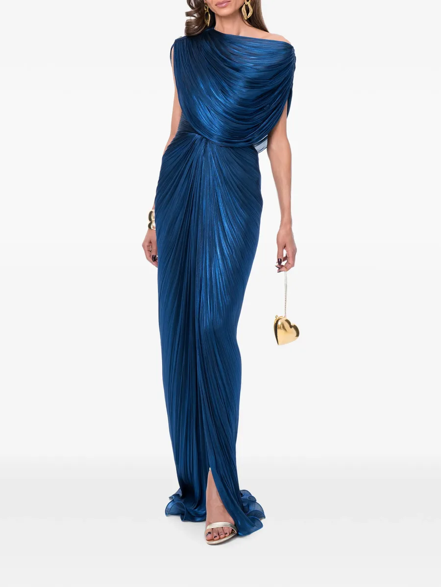 плиссированное платье макси с драпировкой 2