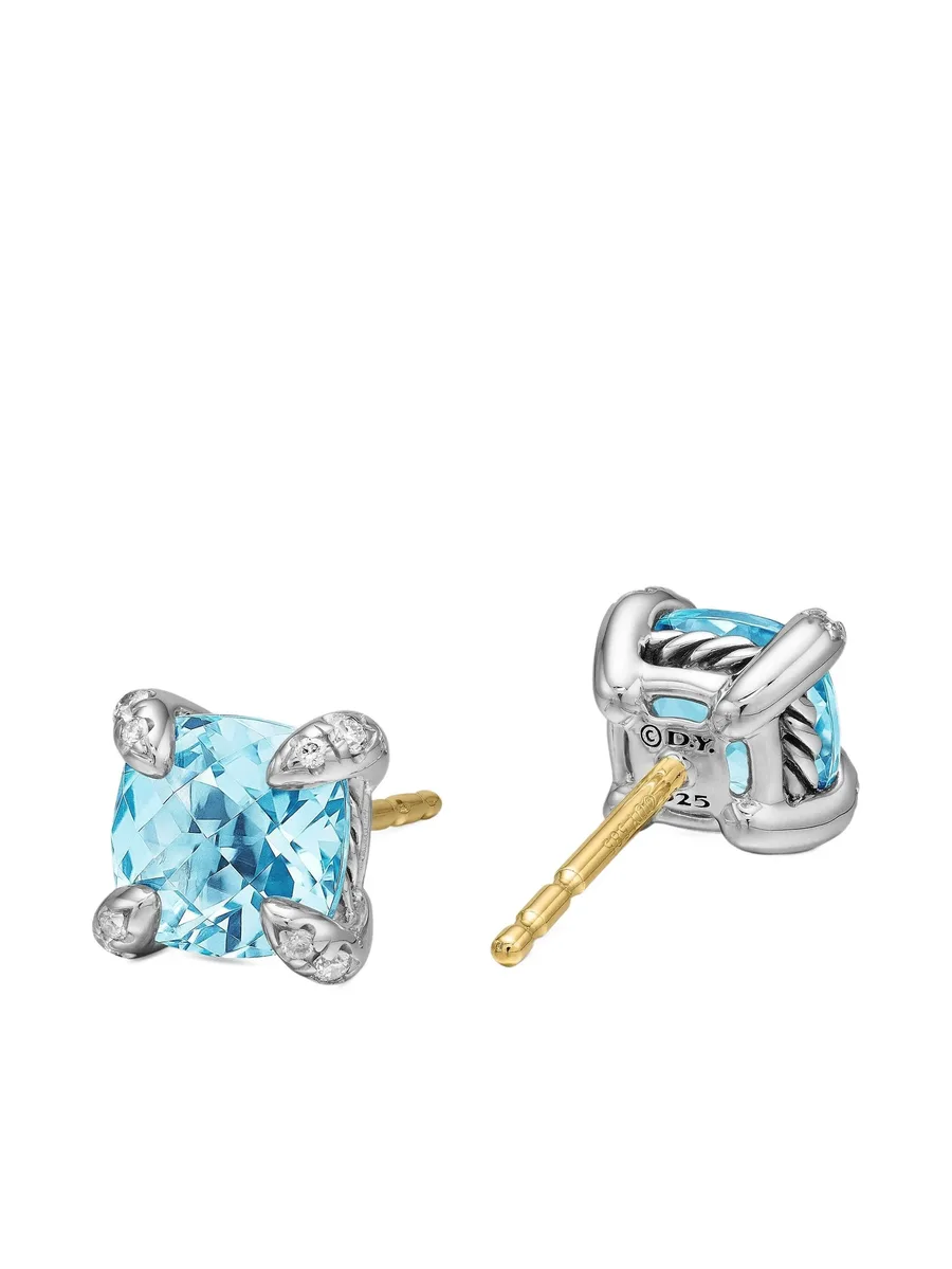 серебряные серьги Petite Chatelaine с топазом и бриллиантами (6 мм) 8