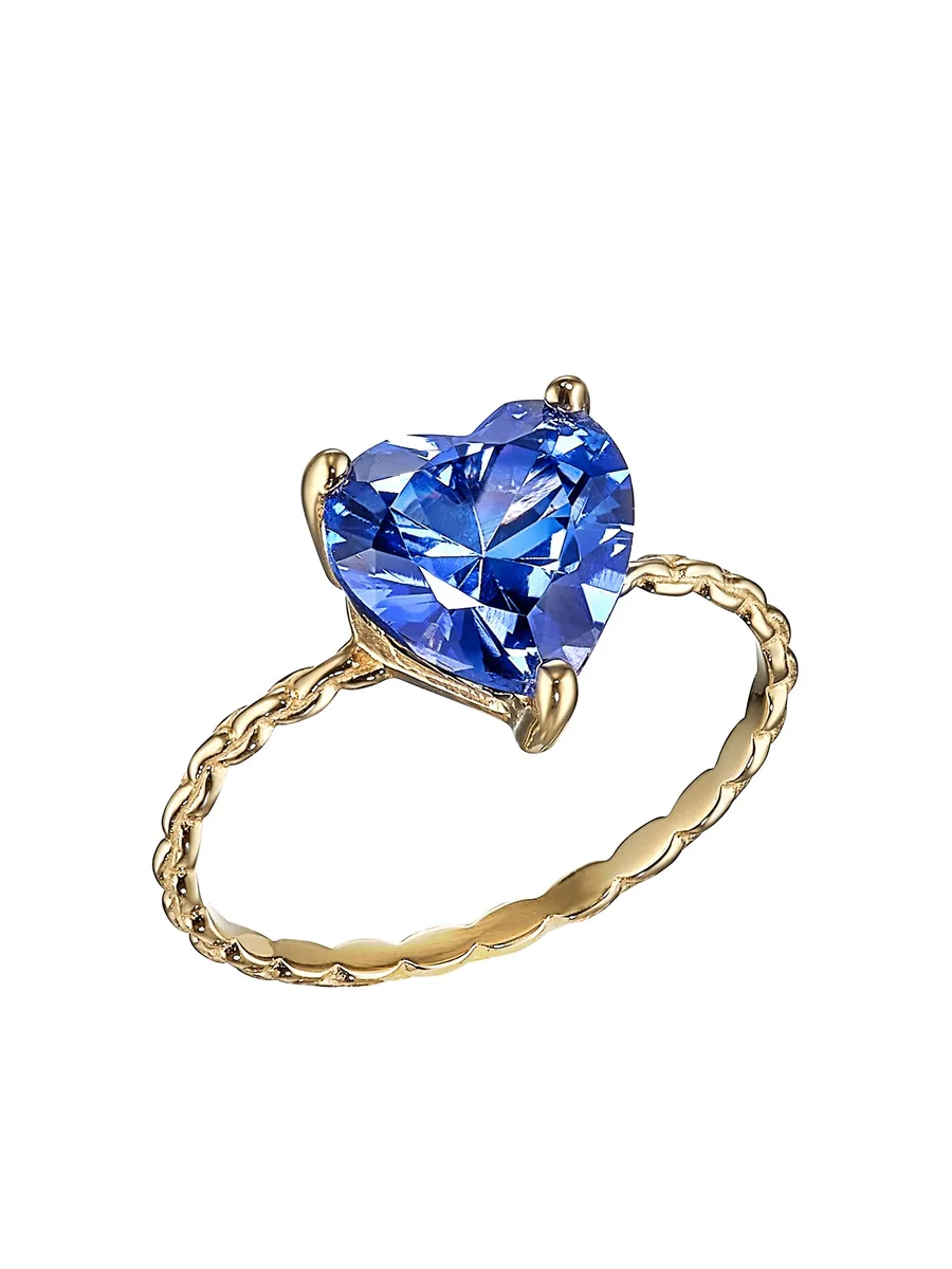 9kt yellow gold mini Heart sapphire ring 3