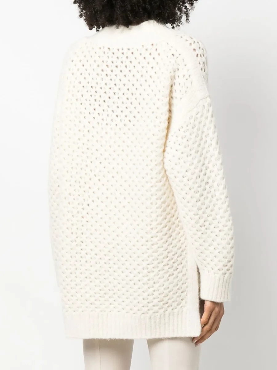open-knit V-neck jumper 7