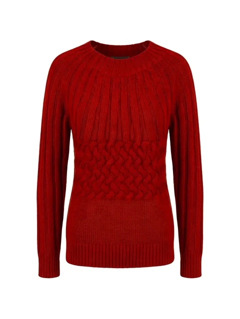 cable-knit ribbed-trim sweater