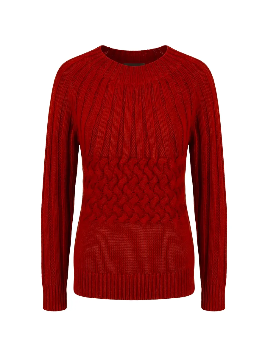 cable-knit ribbed-trim sweater 1