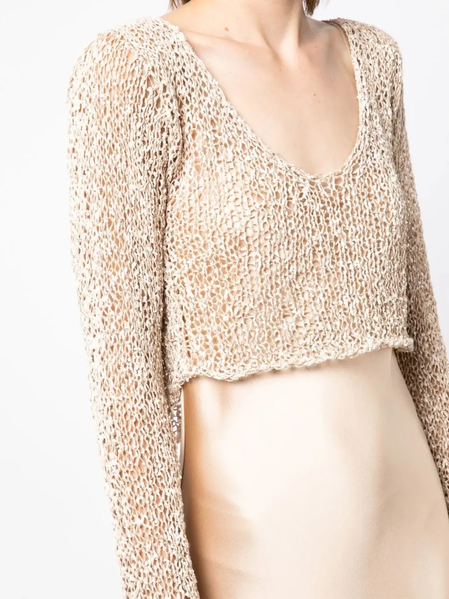 cropped loose-knit jumper 10