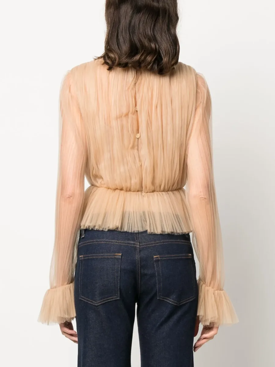 long-sleeve tulle blouse 7