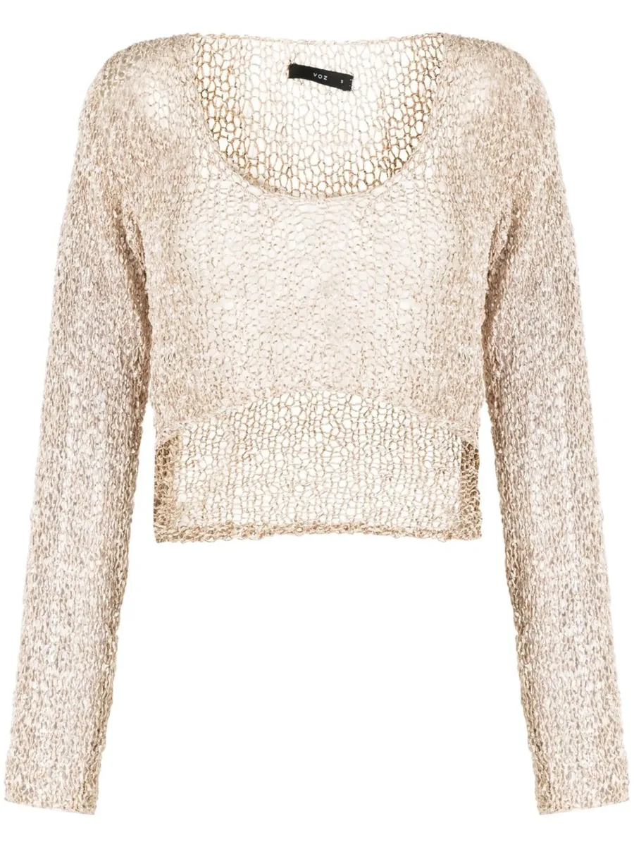 cropped loose-knit jumper 2