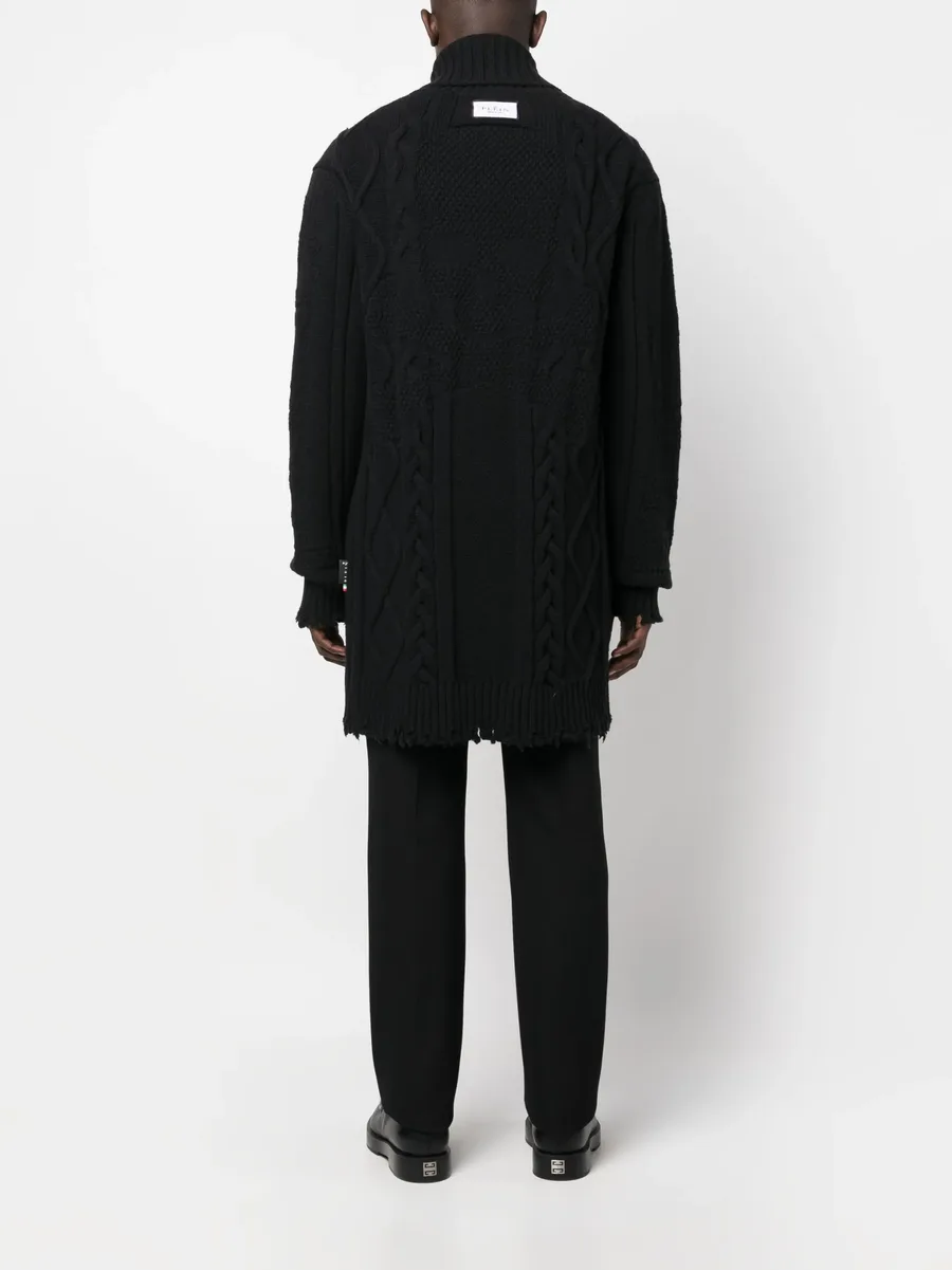 cable-knit distressed-finish cardigan 8