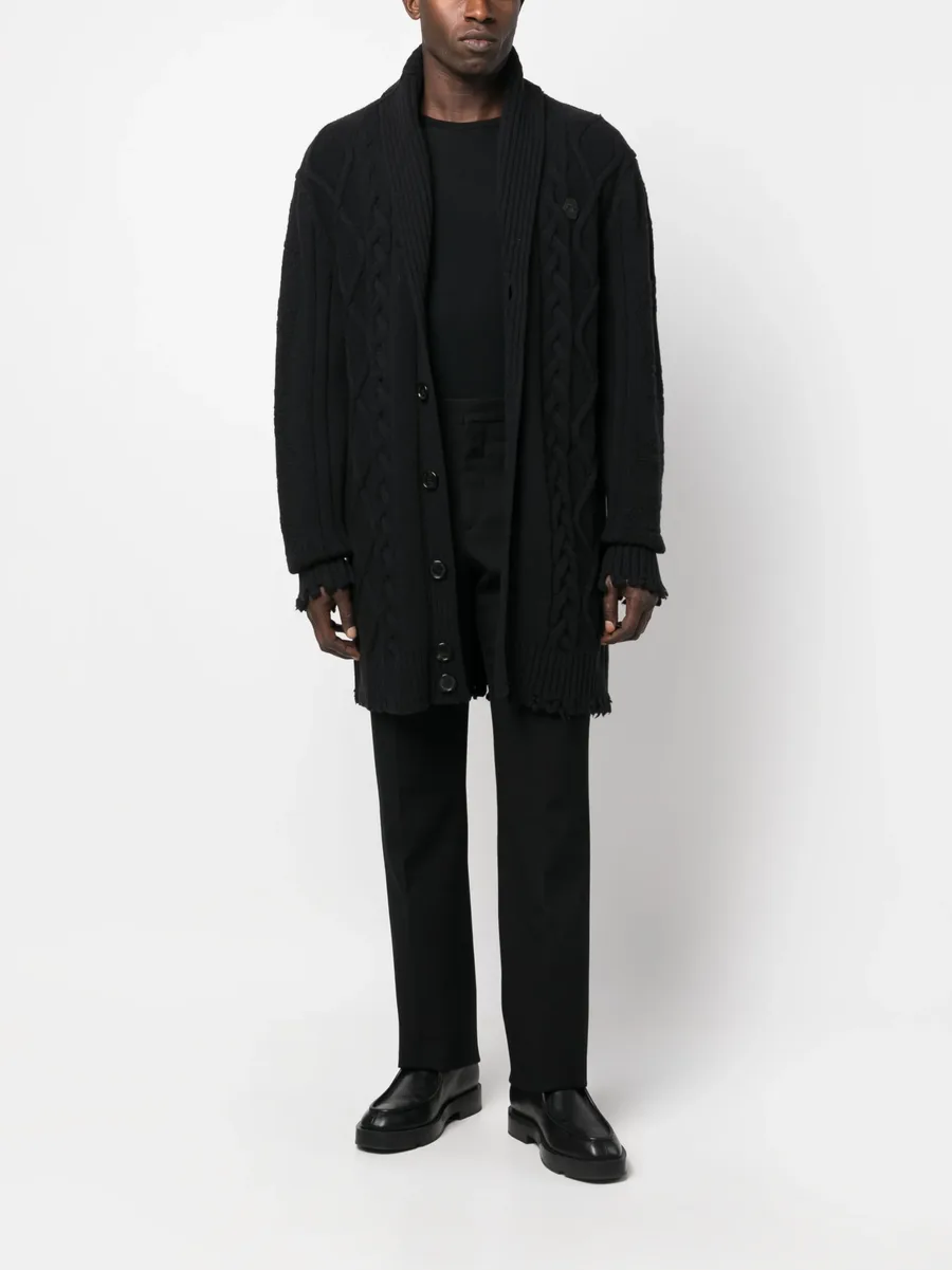 cable-knit distressed-finish cardigan 3