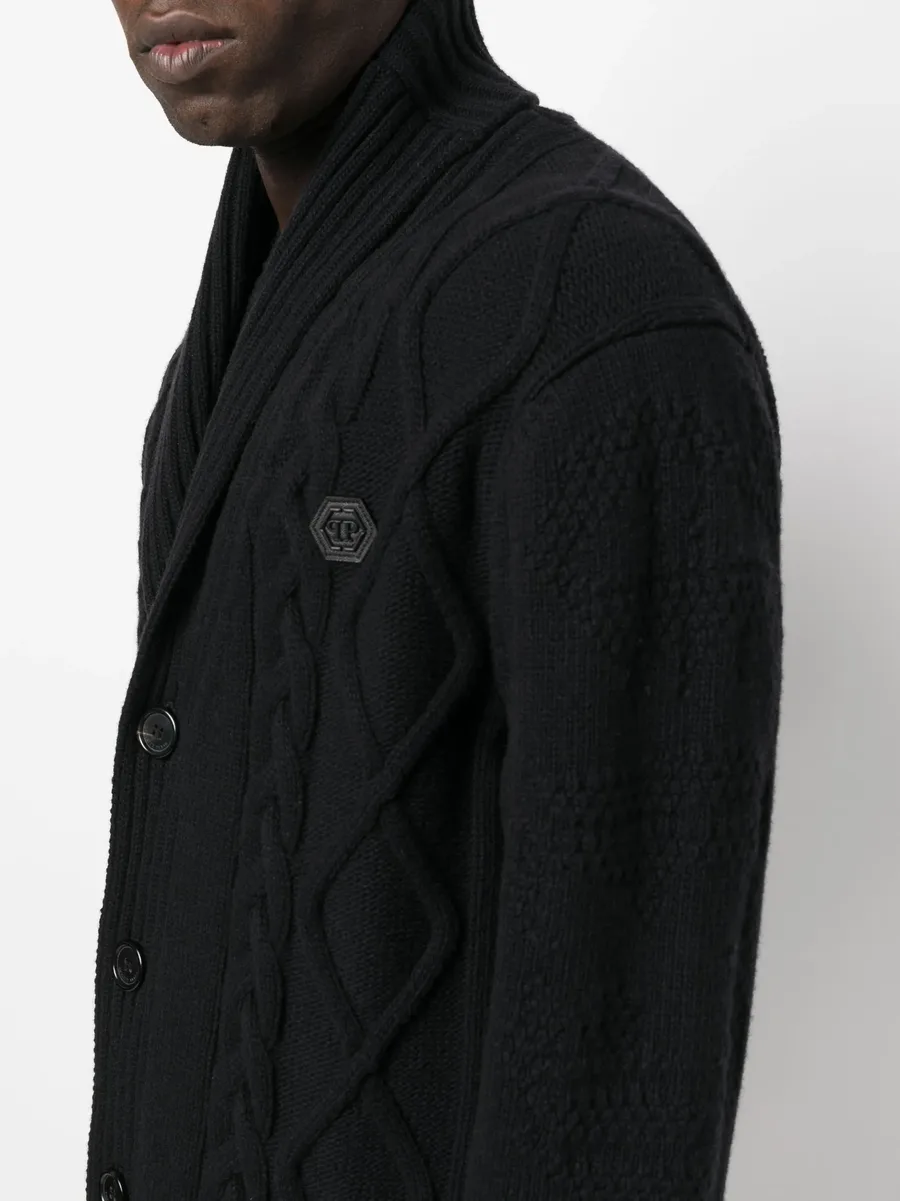 cable-knit distressed-finish cardigan 9